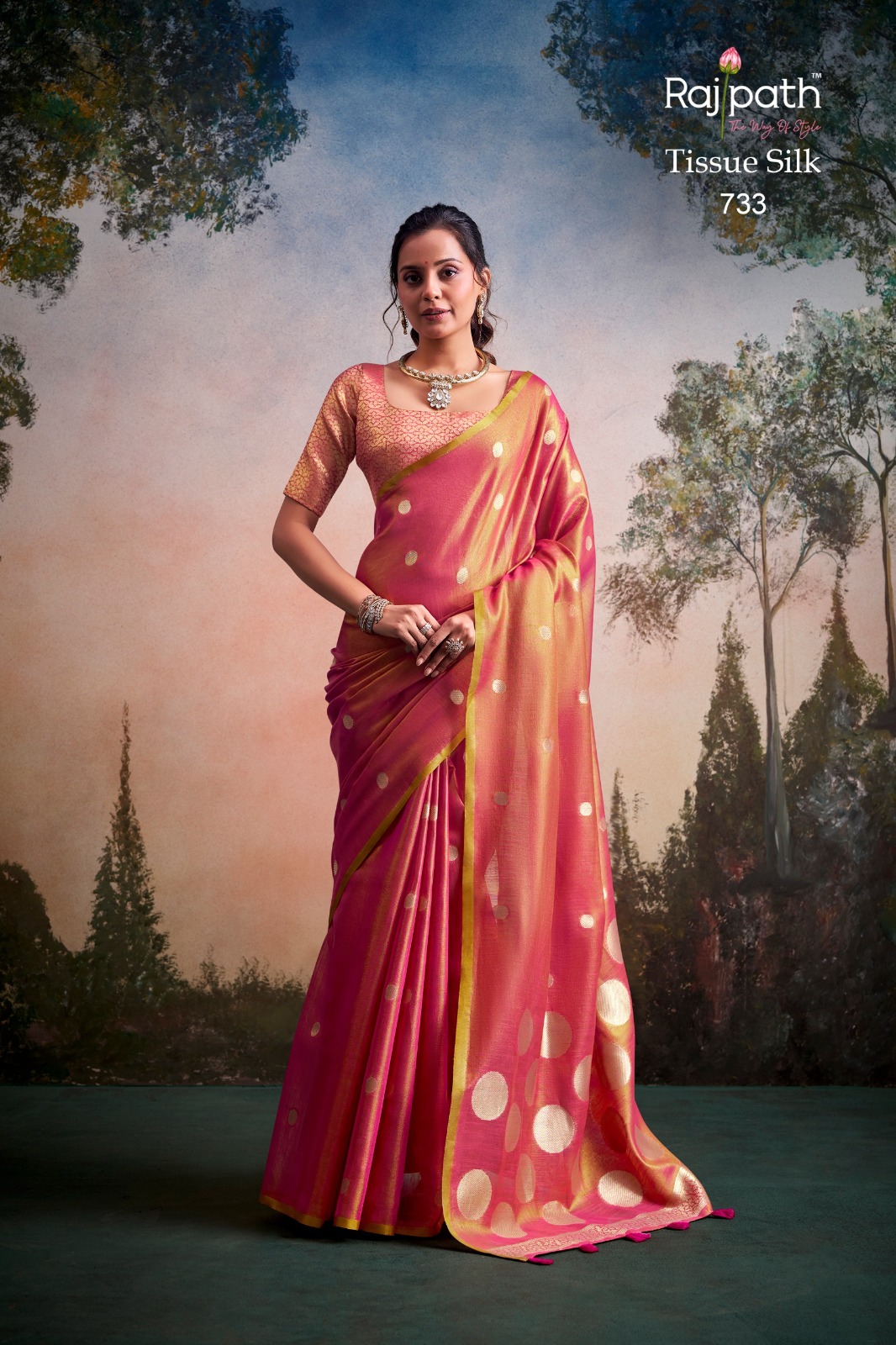 Rajpath Anvika Dollar Tissue Silk Party Wear Saree — Wholesale Sarees, Rajpath wholesale from Surat — view 11