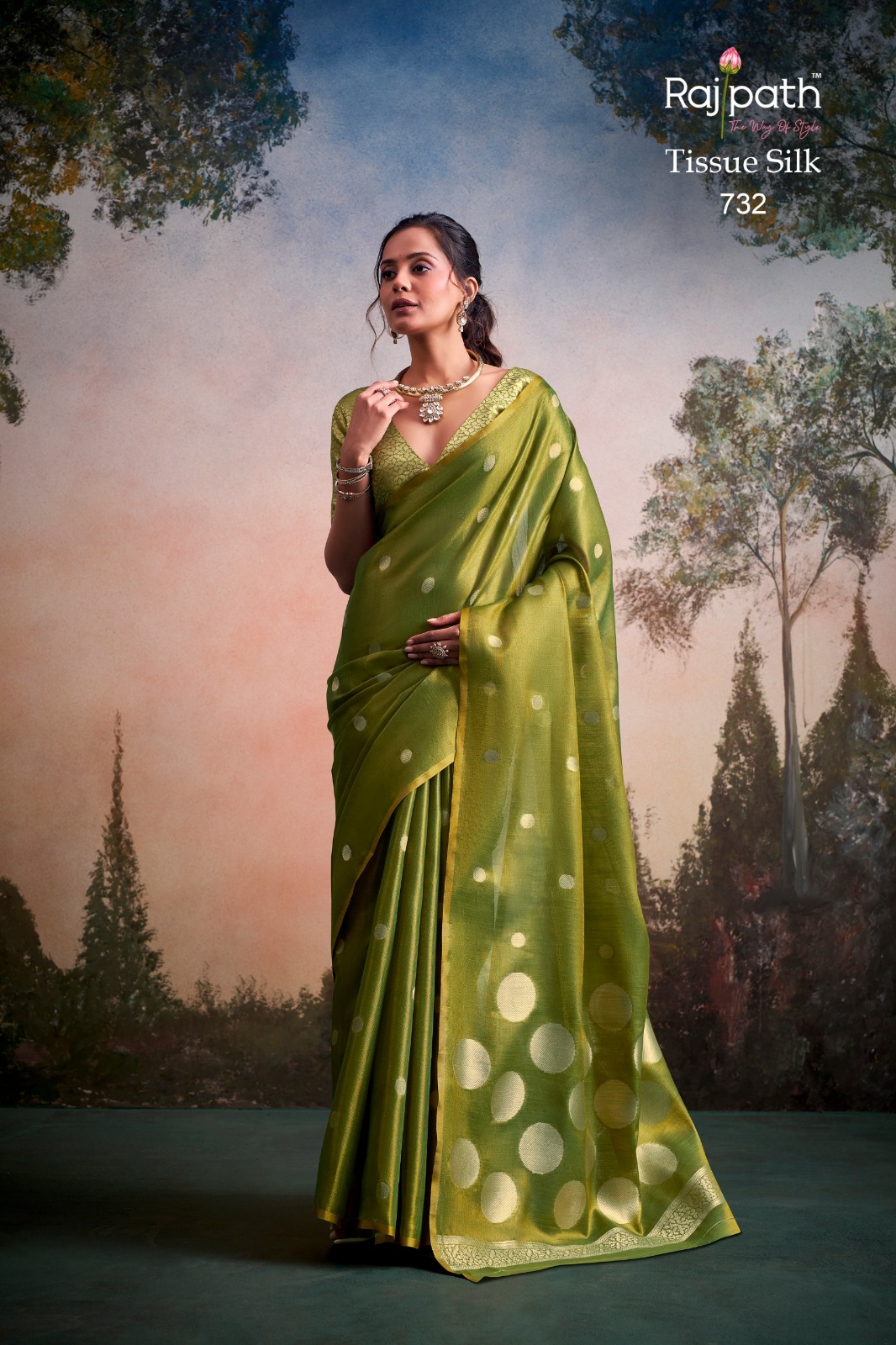Rajpath Anvika Dollar Tissue Silk Party Wear Saree — Wholesale Sarees, Rajpath wholesale from Surat — view 3