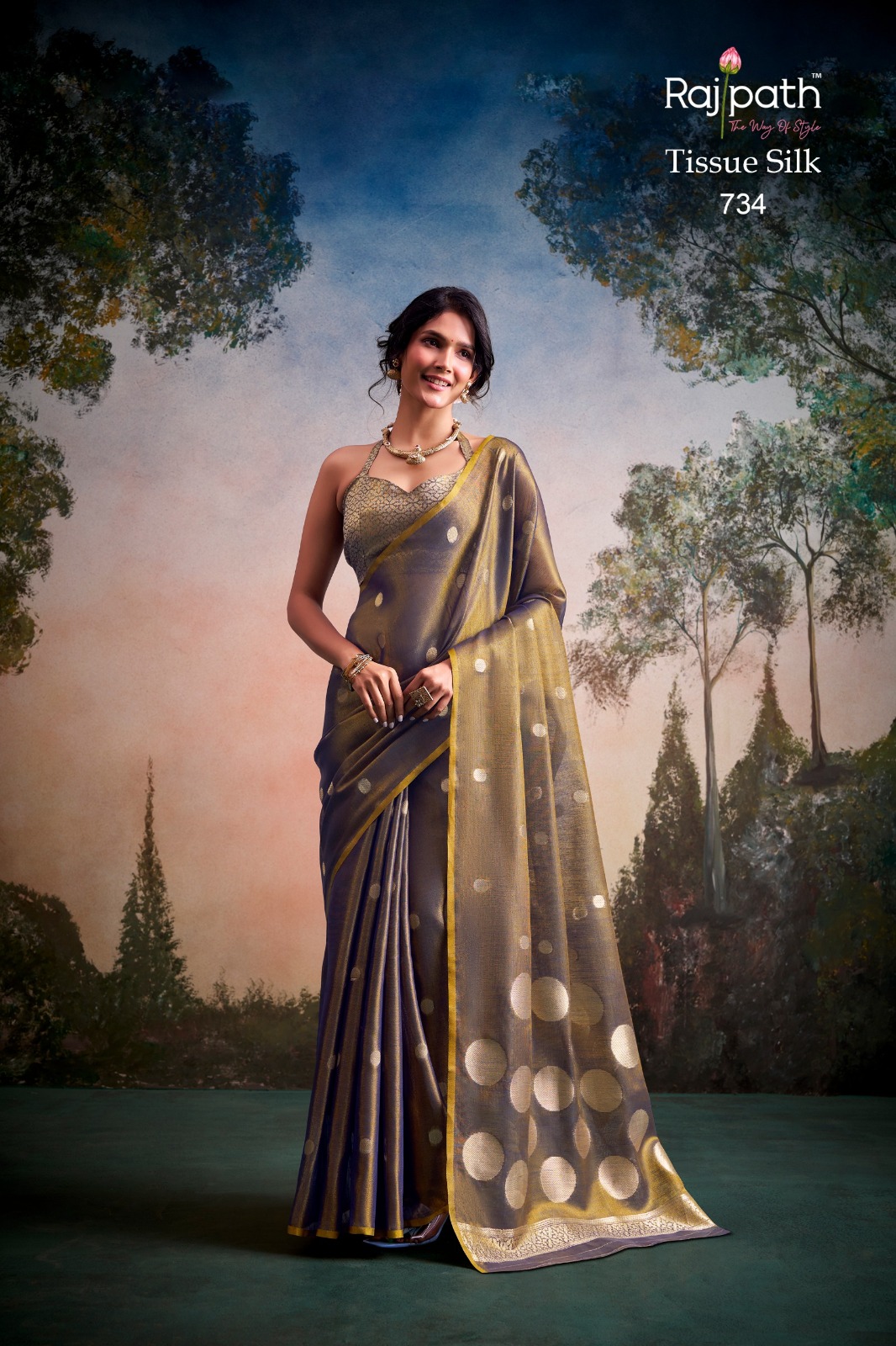 Rajpath Anvika Dollar Tissue Silk Party Wear Saree — Wholesale Sarees, Rajpath wholesale from Surat — view 14