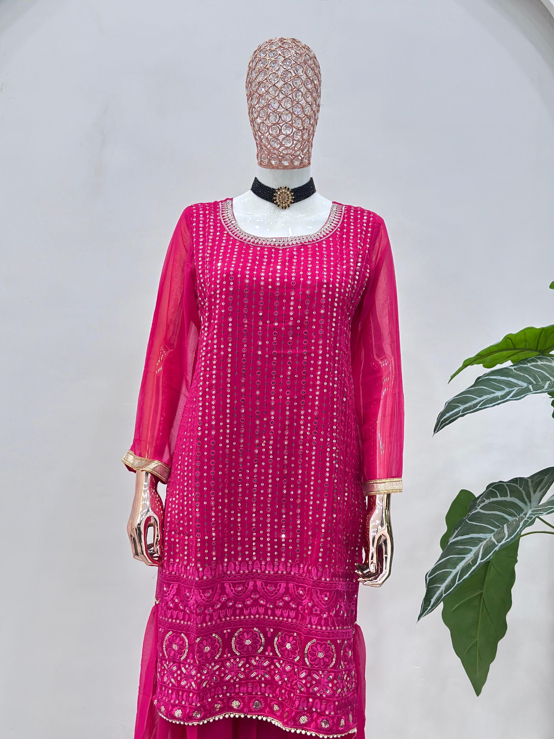 5065 Beautiful embroidery with sequence Pakistani Sharara Suit — Wholesale Readymade Suit, Vardan Ethnic wholesale from Surat — view 15