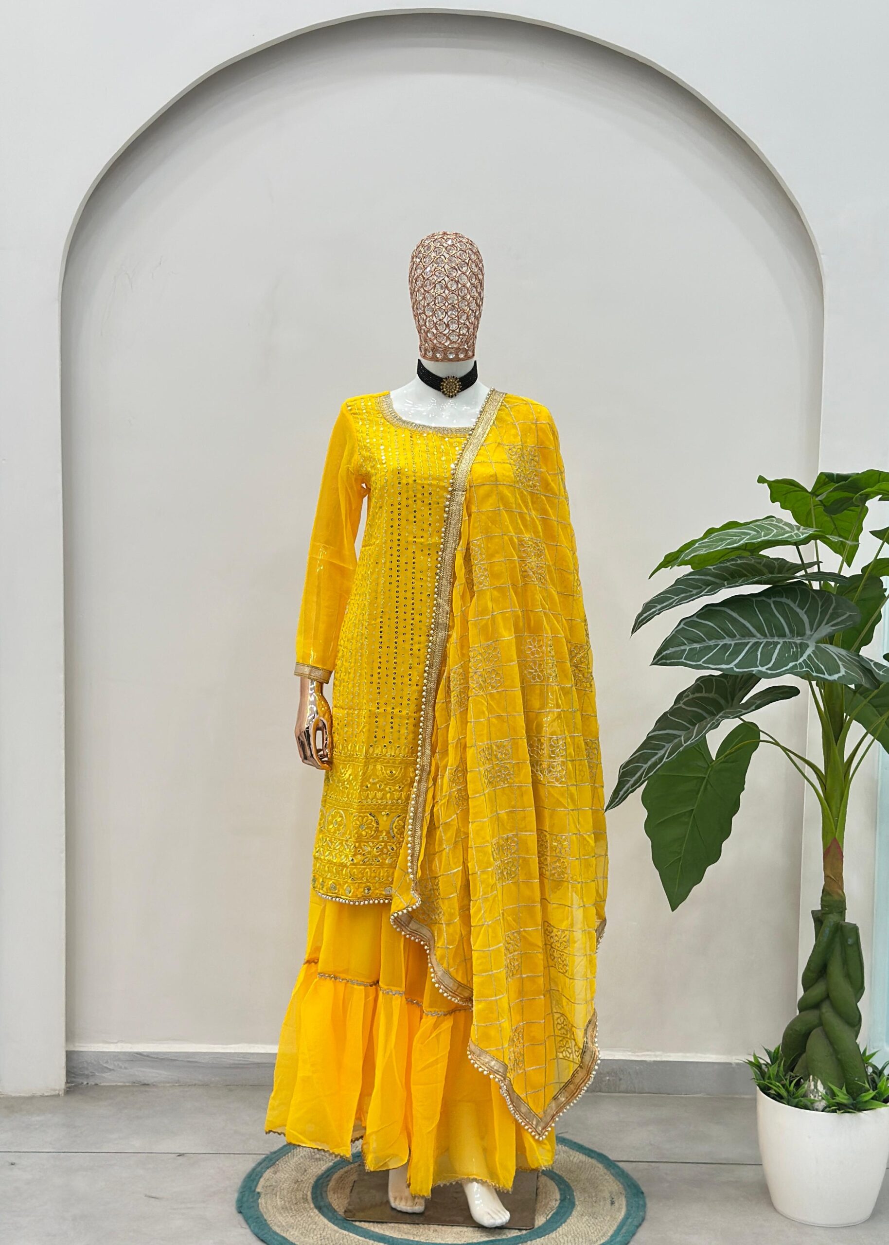 5065 Beautiful embroidery with sequence Pakistani Sharara Suit — Wholesale Readymade Suit, Vardan Ethnic wholesale from Surat — view 6