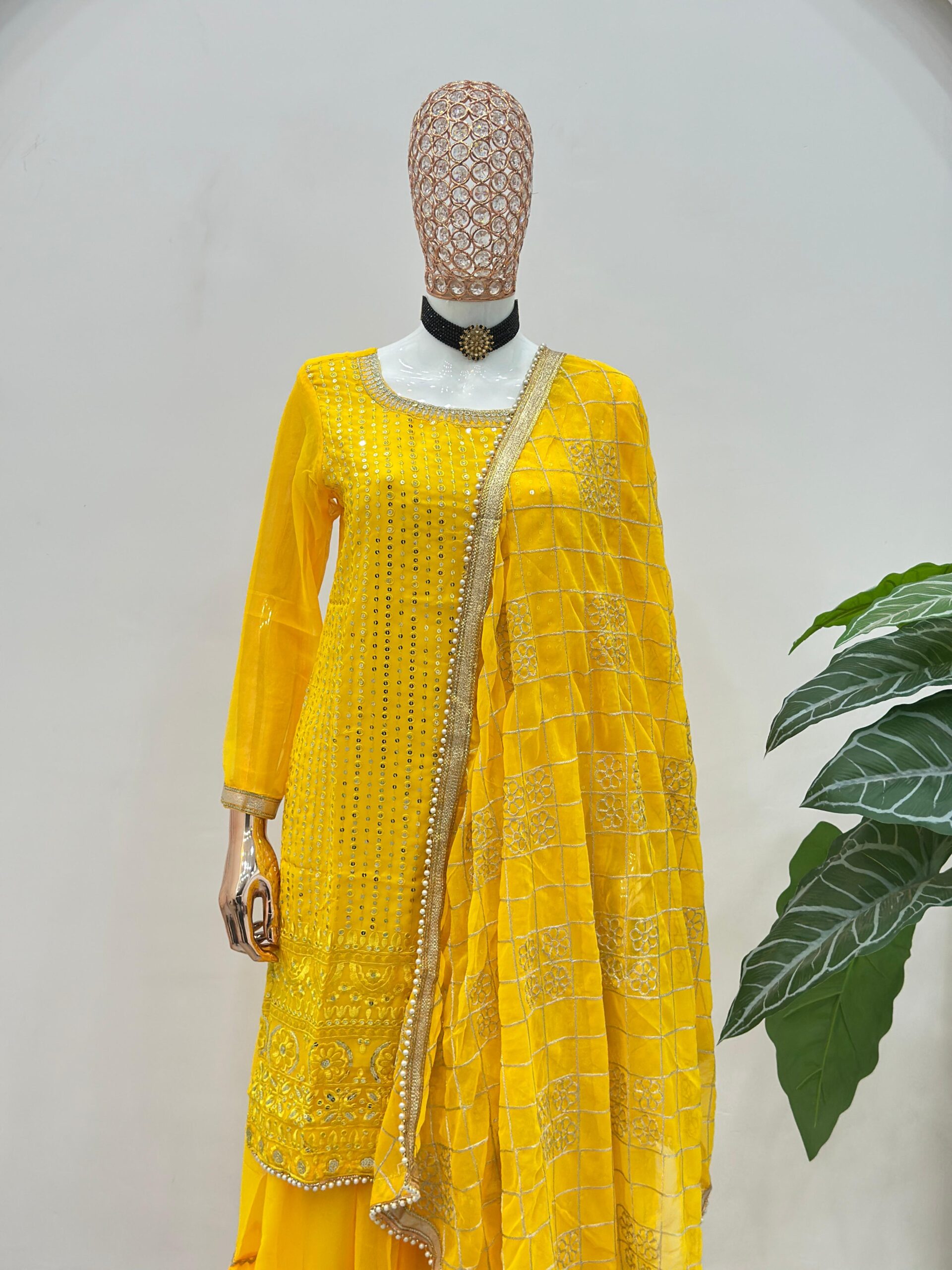 5065 Beautiful embroidery with sequence Pakistani Sharara Suit — Wholesale Readymade Suit, Vardan Ethnic wholesale from Surat — view 5