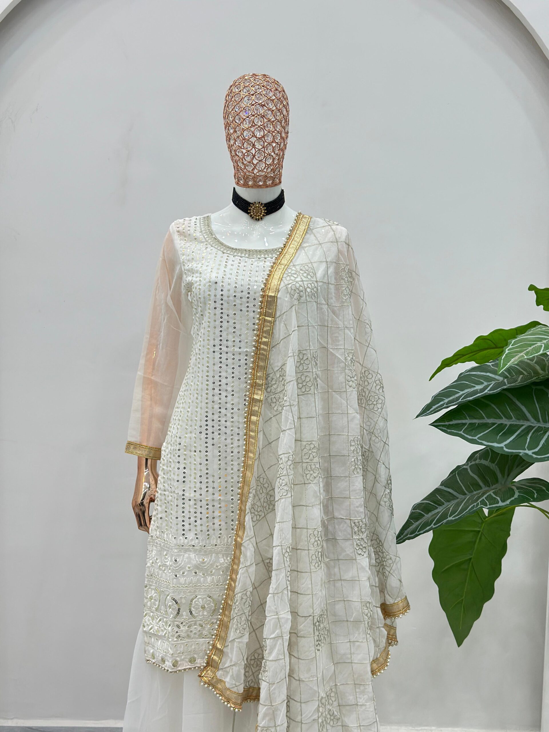 5065 Beautiful embroidery with sequence Pakistani Sharara Suit — Wholesale Readymade Suit, Vardan Ethnic wholesale from Surat — view 3