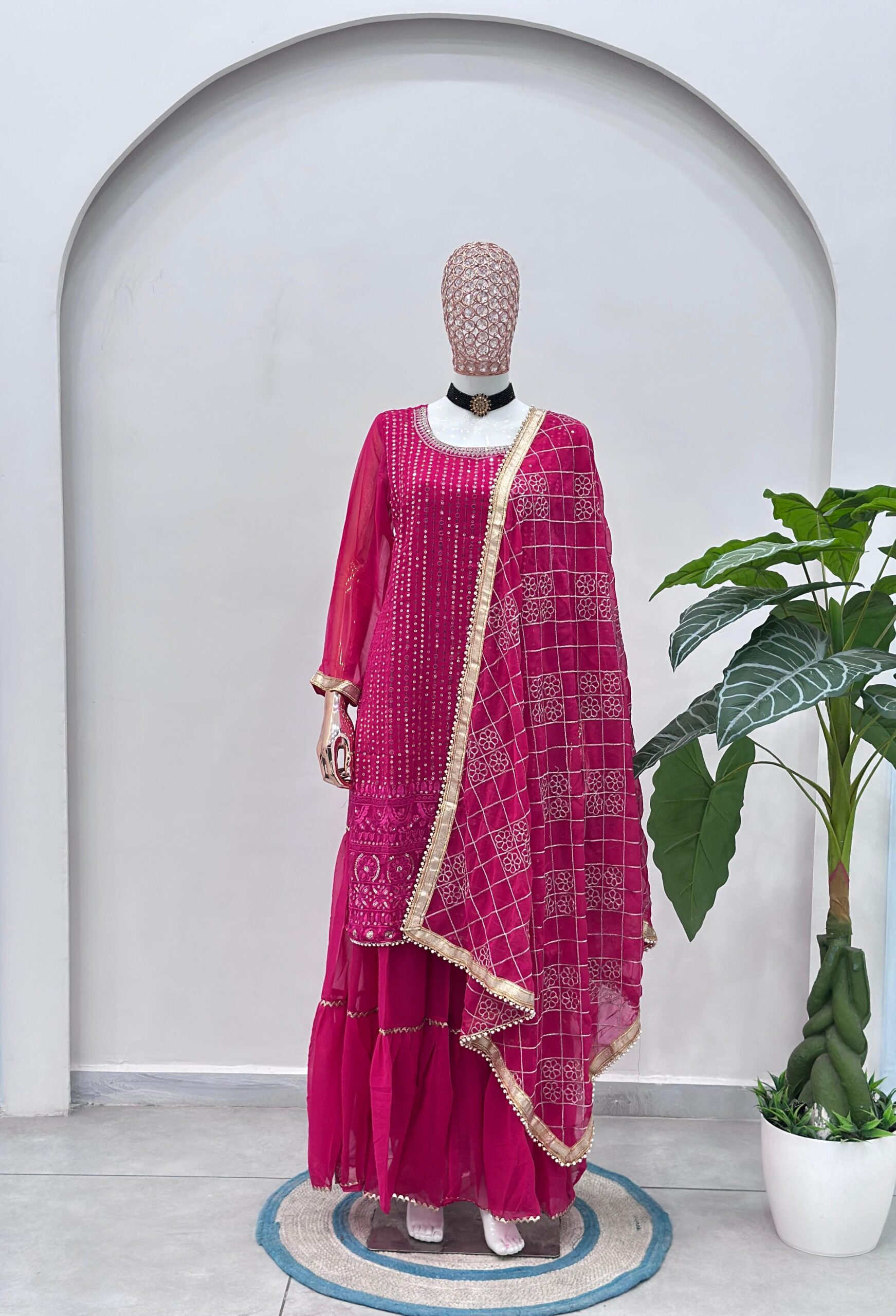 5065 Beautiful embroidery with sequence Pakistani Sharara Suit — Wholesale Readymade Suit, Vardan Ethnic wholesale from Surat — view 16
