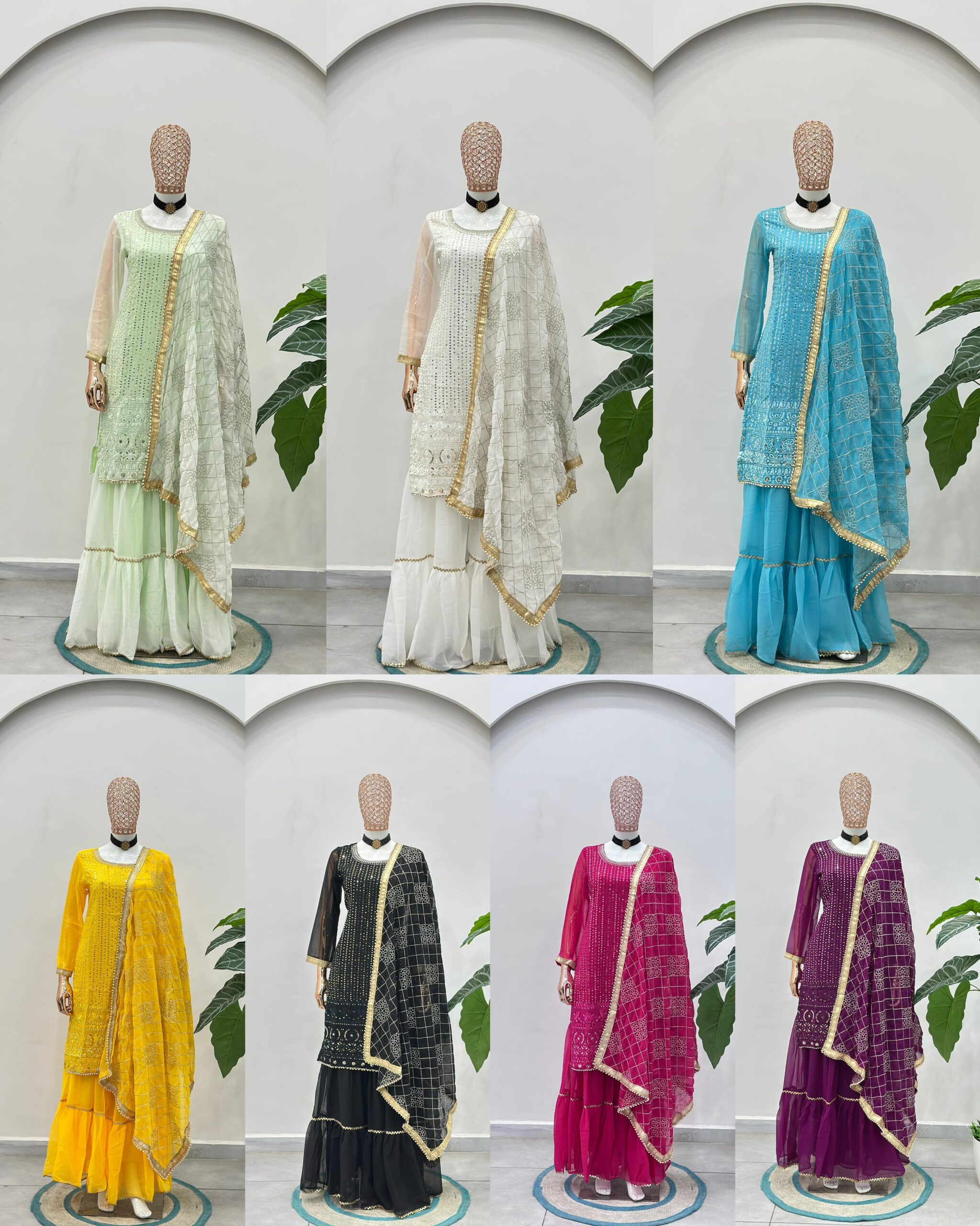 5065 Beautiful embroidery with sequence Pakistani Sharara Suit — Wholesale Readymade Suit, Vardan Ethnic wholesale from Surat — view 14