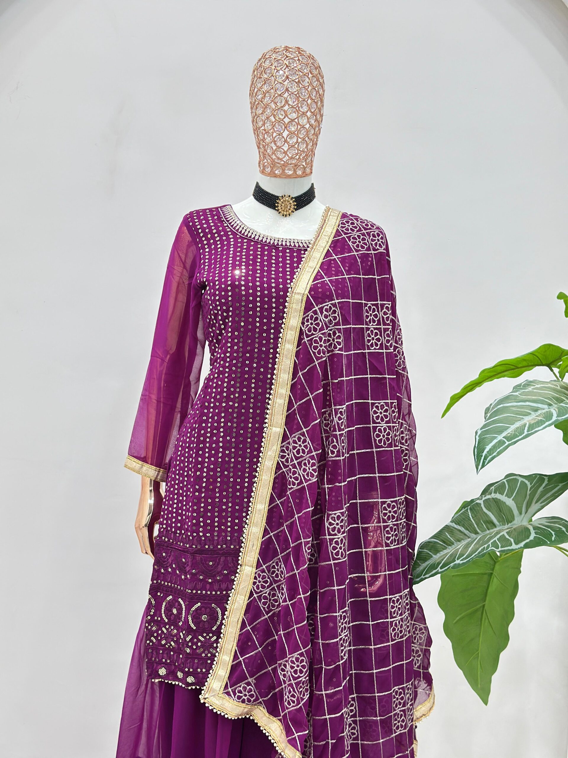 5065 Beautiful embroidery with sequence Pakistani Sharara Suit — Wholesale Readymade Suit, Vardan Ethnic wholesale from Surat — view 11