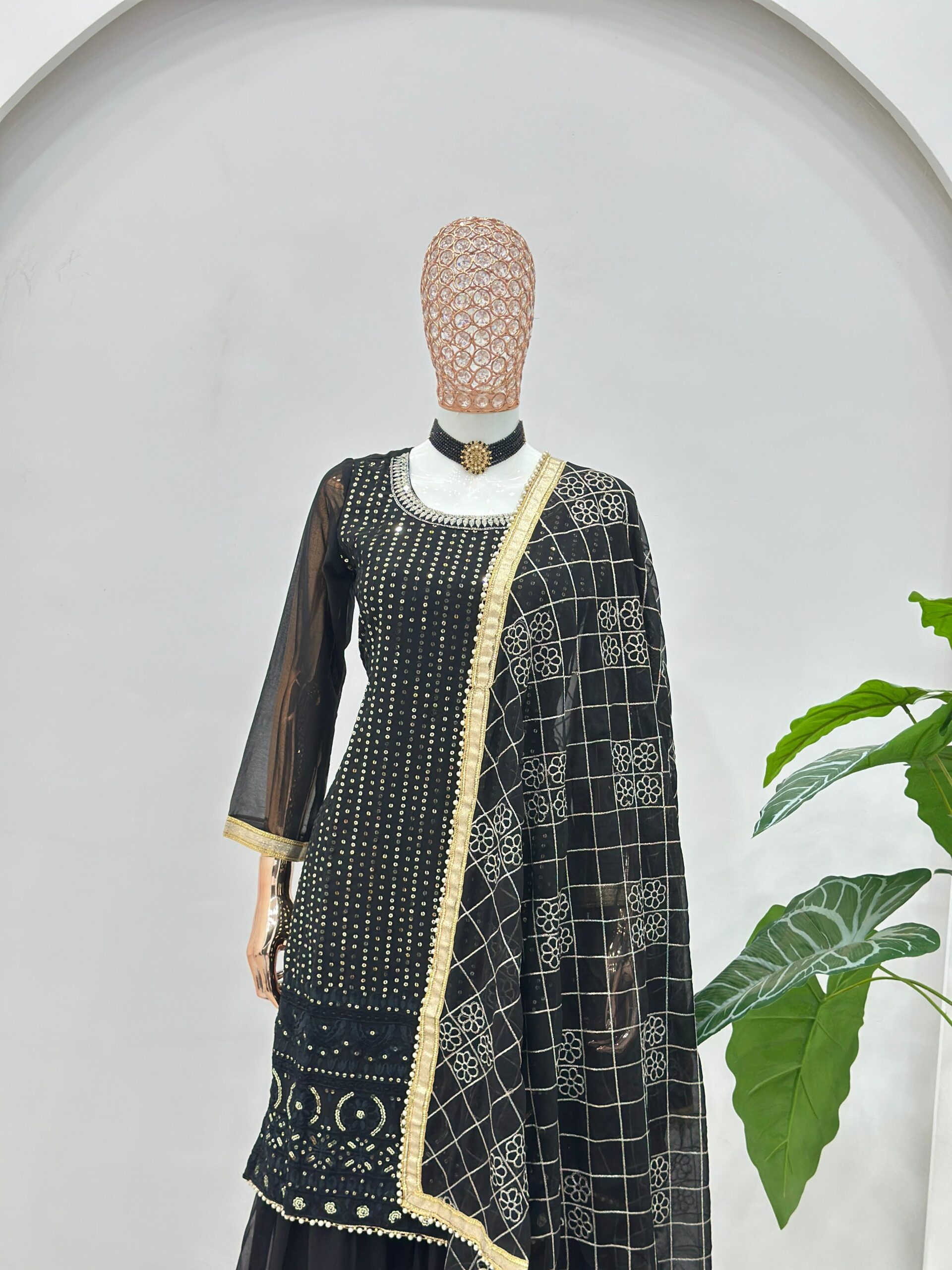 5065 Beautiful embroidery with sequence Pakistani Sharara Suit — Wholesale Readymade Suit, Vardan Ethnic wholesale from Surat — view 9