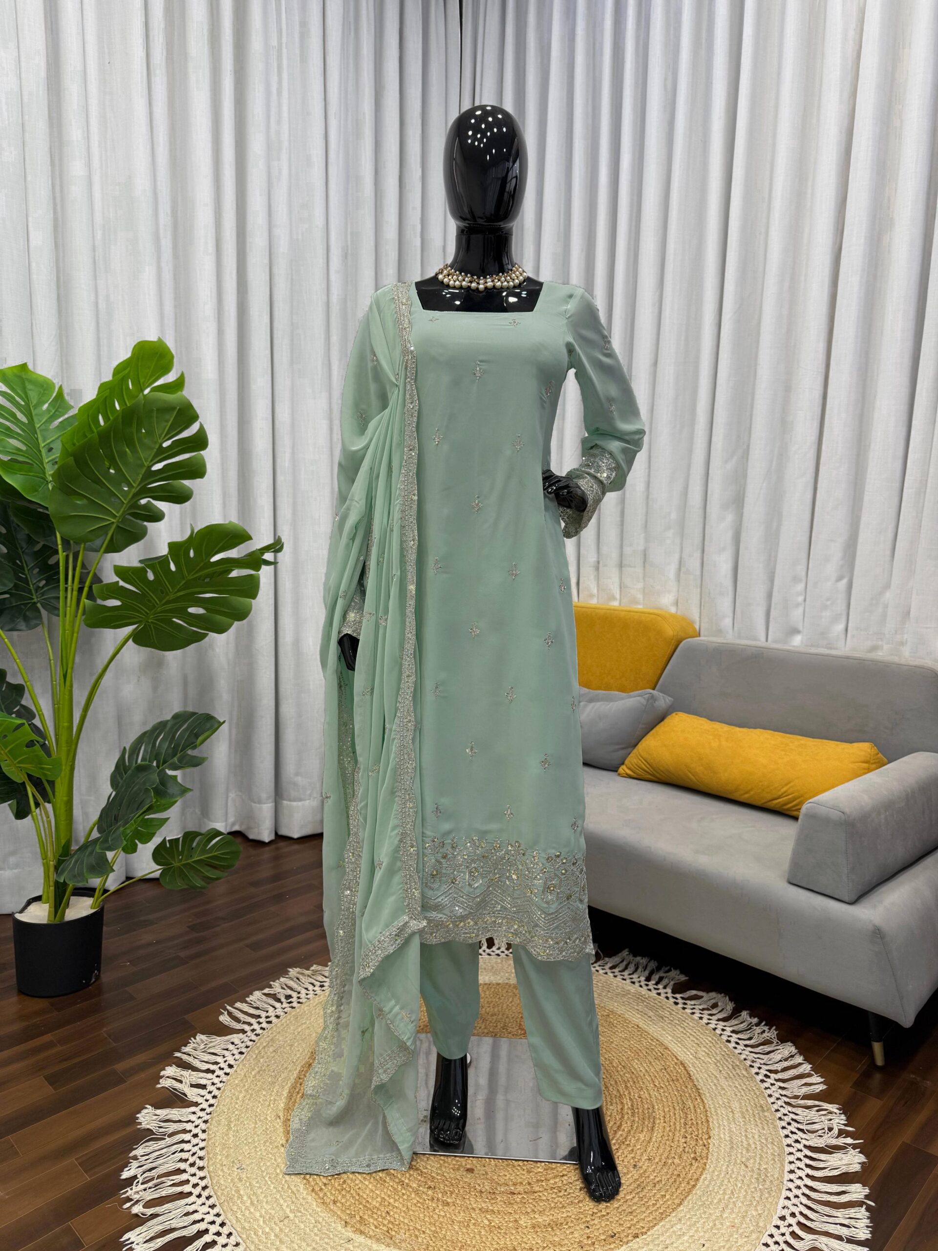 Series Code 5947 Georgette Designer Readymade Salwar Suit — Wholesale Designer Salwar Suits, Vardan Ethnic wholesale from Surat — view 4
