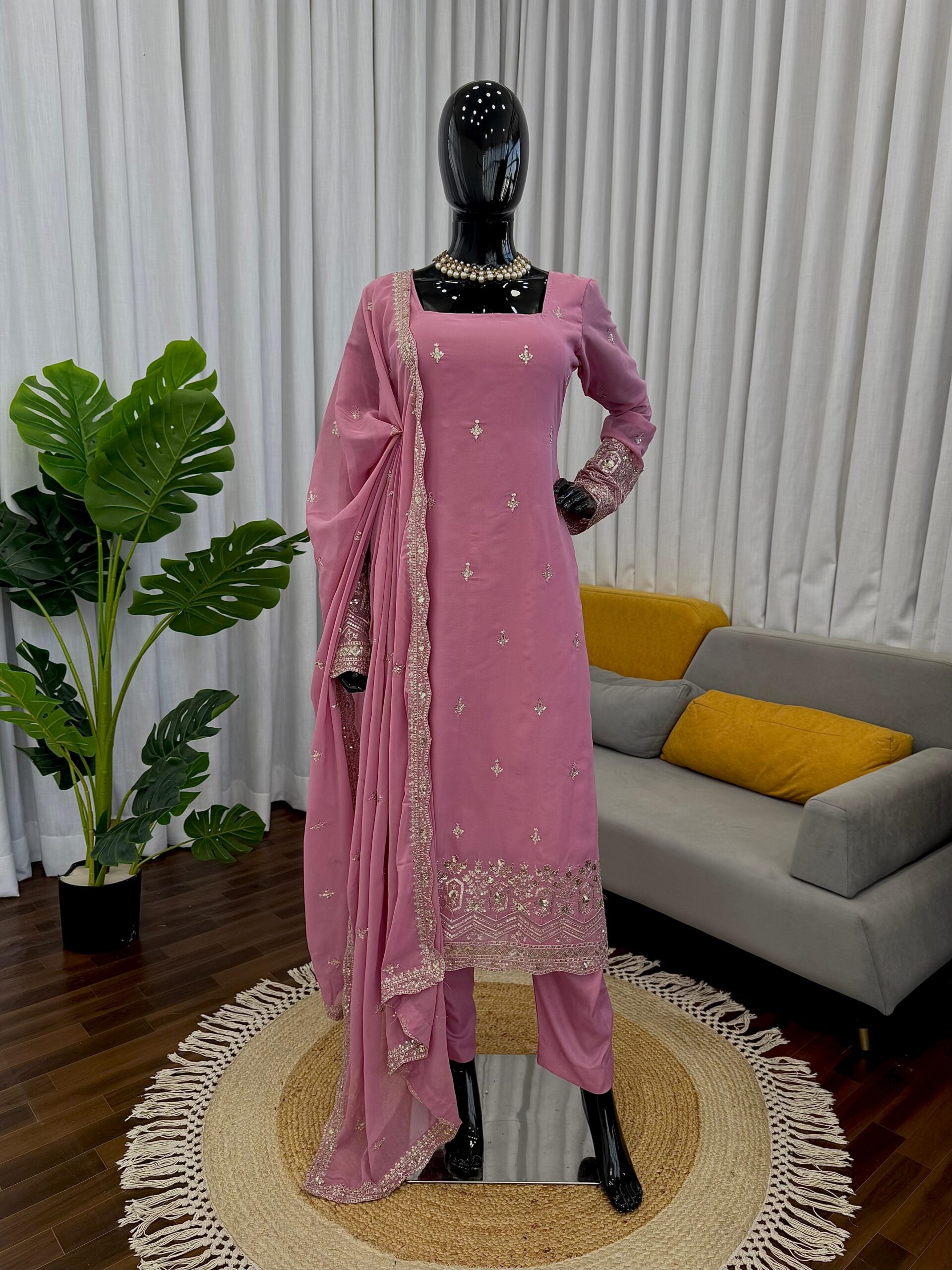 Series Code 5947 Georgette Designer Readymade Salwar Suit — Wholesale Designer Salwar Suits, Vardan Ethnic wholesale from Surat — view 3