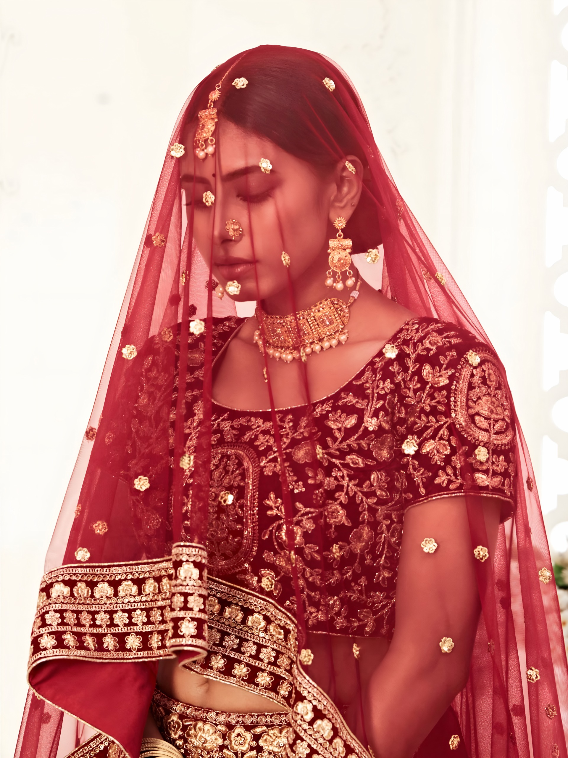 Maroon Velvet with Embroidery Designer Wedding Lehenga Set — Wholesale Lehenga, Zeel wholesale from Surat — view 2
