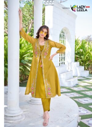 Floral Luxury Co-Ord Set with Organza Shrug & Silk Kurti Set