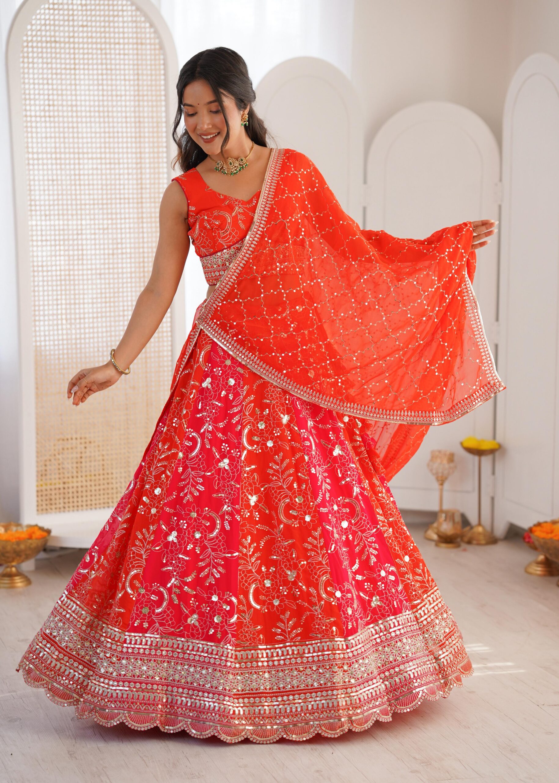 SP-78 Designer Faux Georgette Beautiful Lehenga Choli Set — Wholesale Lehenga, Vardan Ethnic wholesale from Surat — view 6