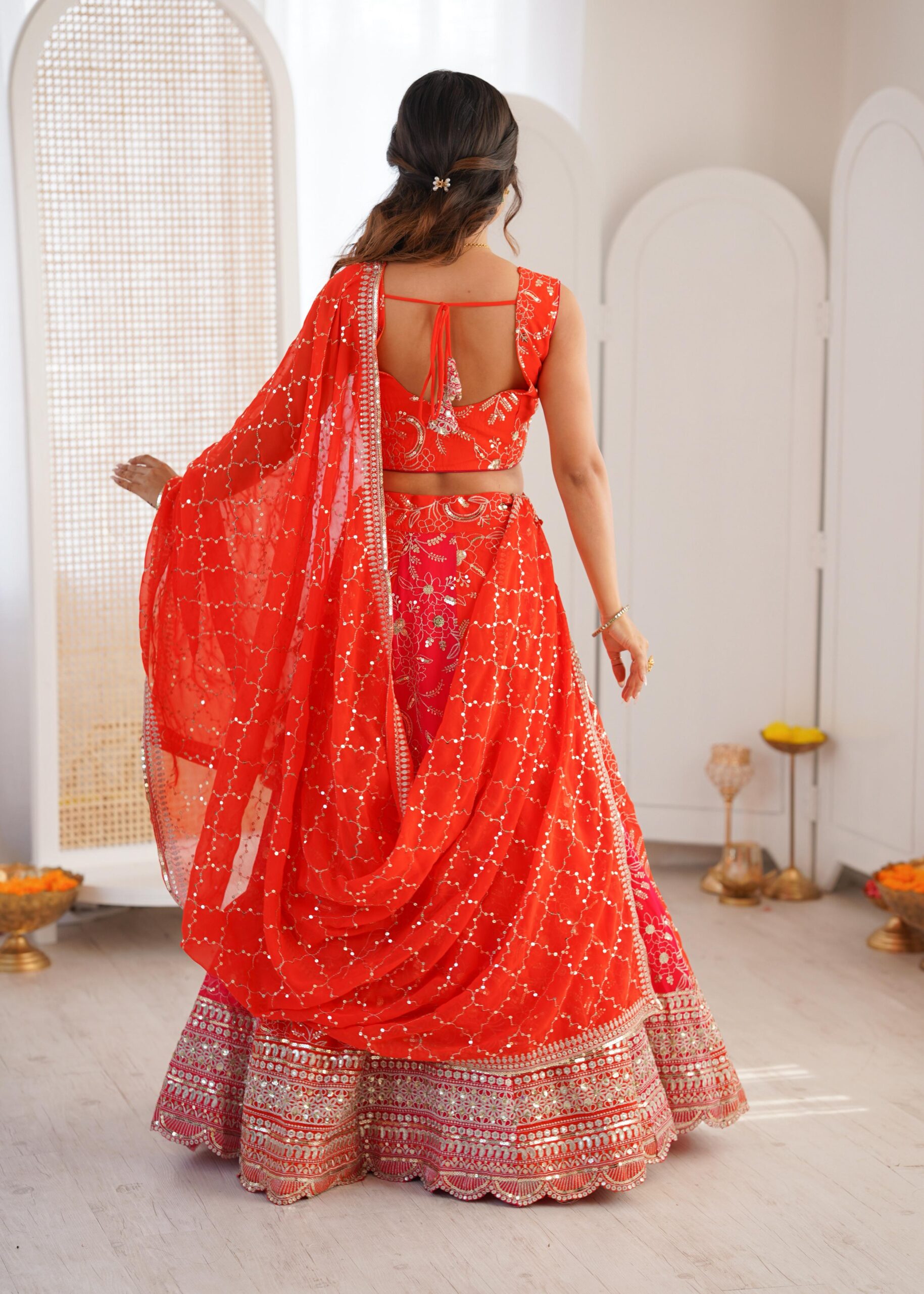 SP-78 Designer Faux Georgette Beautiful Lehenga Choli Set — Wholesale Lehenga, Vardan Ethnic wholesale from Surat — view 4