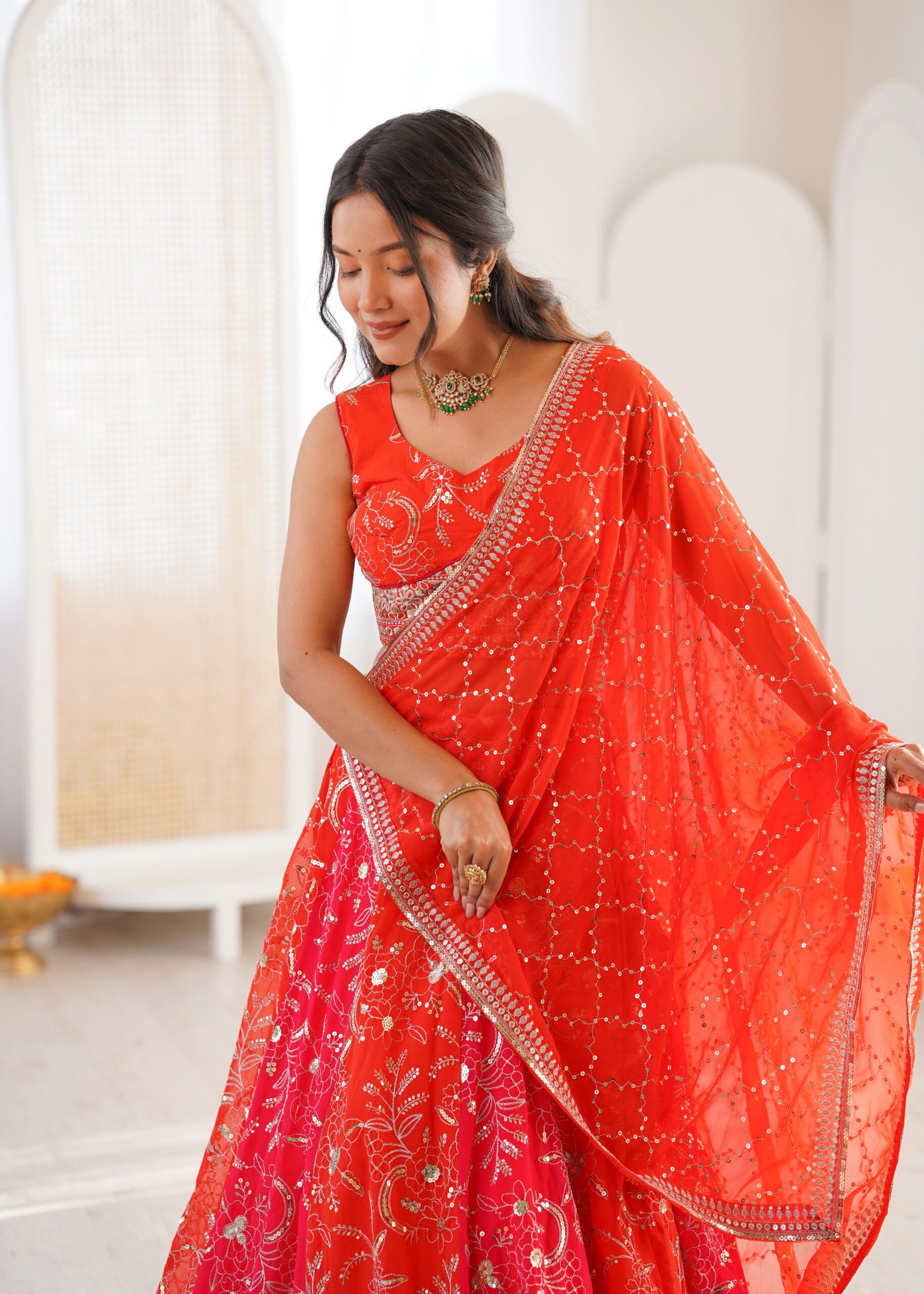 SP-78 Designer Faux Georgette Beautiful Lehenga Choli Set — Wholesale Lehenga, Vardan Ethnic wholesale from Surat — view 3