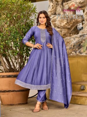 Aanchi Plus Size Creata Vichitra Silk Kurti Set Wholesale Collection