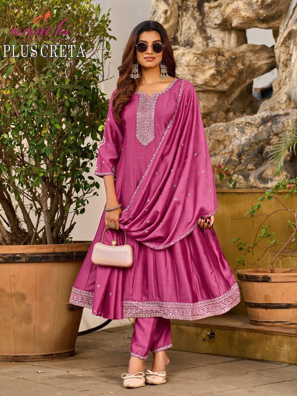 Aanchi Plus Size Creata Vichitra Silk Kurti Set Wholesale Collection — Wholesale Readymade Suit, MPA wholesale from Surat — view 4