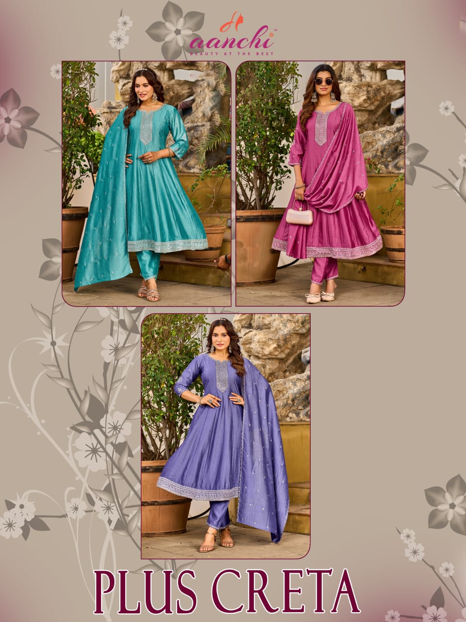 Aanchi Plus Size Creata Vichitra Silk Kurti Set Wholesale Collection — Wholesale Readymade Suit, MPA wholesale from Surat — view 2