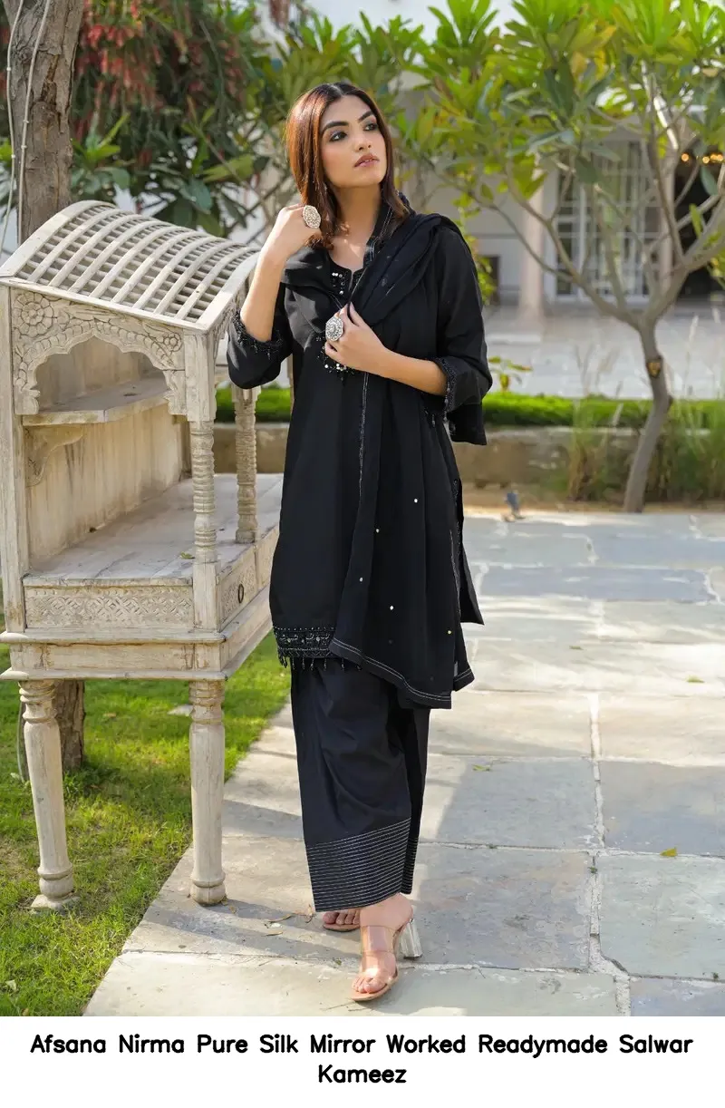 Afsana Nirma Pure Silk Mirror Worked Readymade Salwar Kameez — Wholesale Readymade Pakistani Suits, Afsana wholesale from Surat - Gallery Image 4