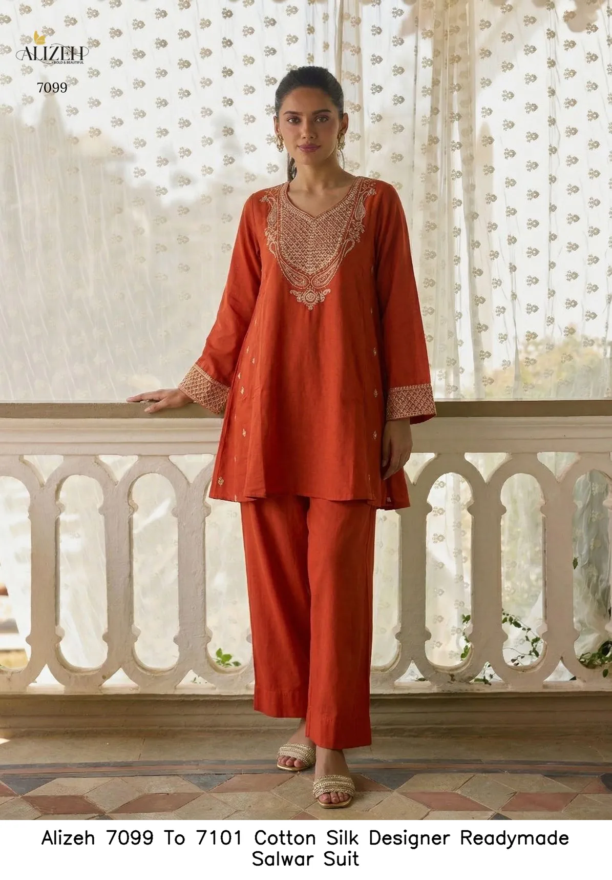 Alizeh 7099 To 7101 Cotton Silk Designer Readymade Salwar Suit — Wholesale Salwar Suits, Alizeh wholesale from Surat — view 11