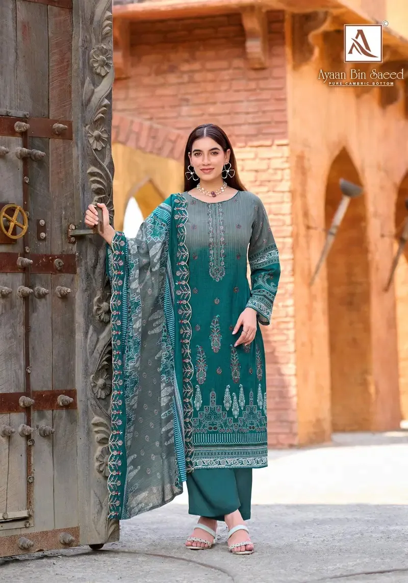 Alok Ayaan Bin Saeed Cambric Cotton Dress Material — Wholesale Dress Material, Alok wholesale from Surat — view 1