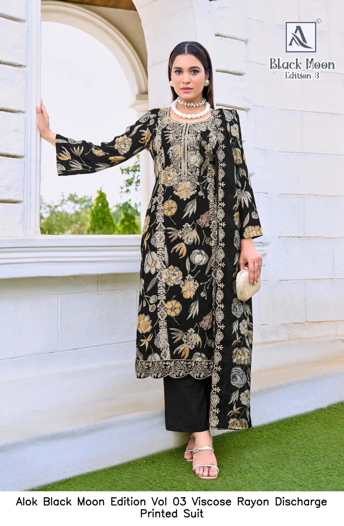 Alok Black Moon Edition Vol 03 Viscose Rayon Discharge Printed Suit — Wholesale Dress Material, Alok wholesale from Surat - Gallery Image 2