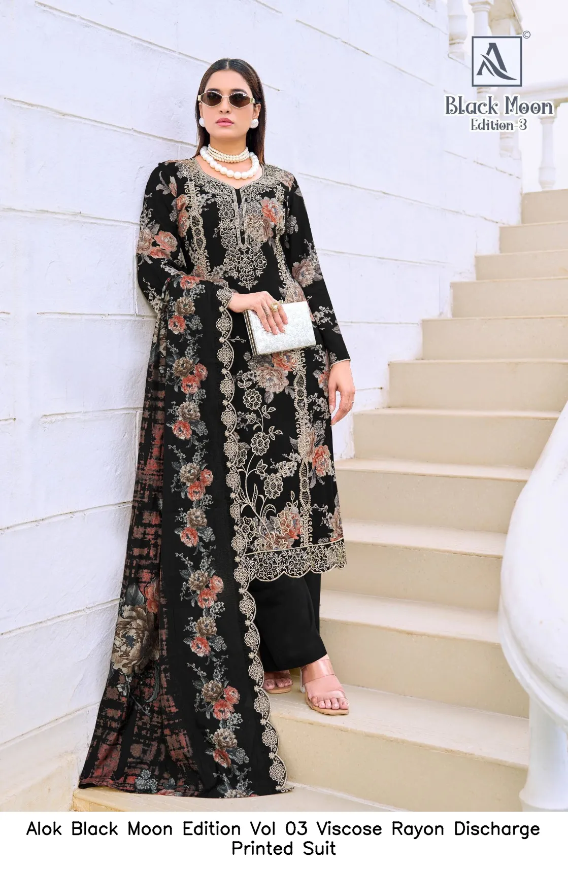 Alok Black Moon Edition Vol 03 Viscose Rayon Discharge Printed Suit — Wholesale Dress Material, Alok wholesale from Surat - Gallery Image 4
