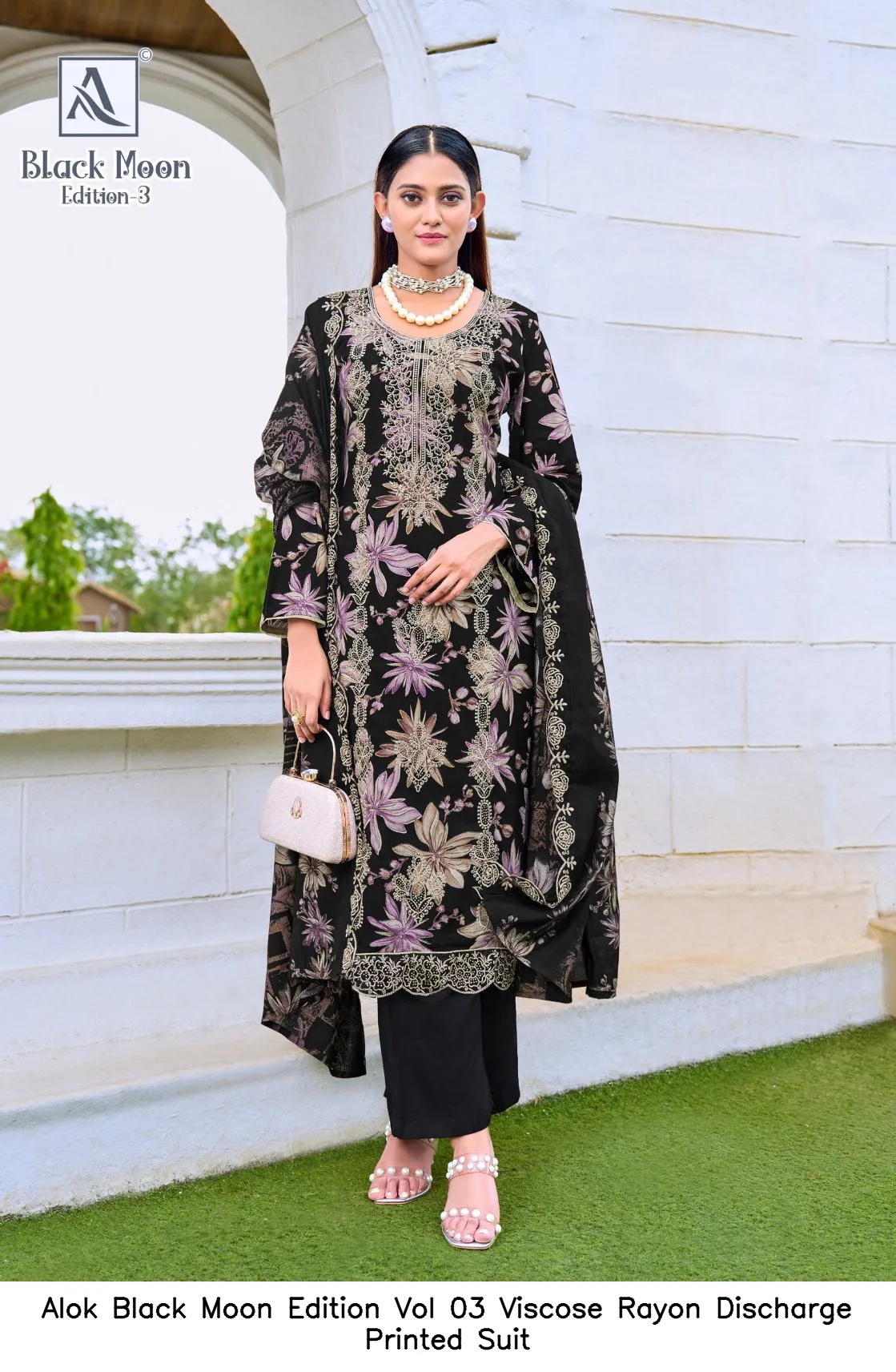 Alok Black Moon Edition Vol 03 Viscose Rayon Discharge Printed Suit — Wholesale Dress Material, Alok wholesale from Surat - Gallery Image 5