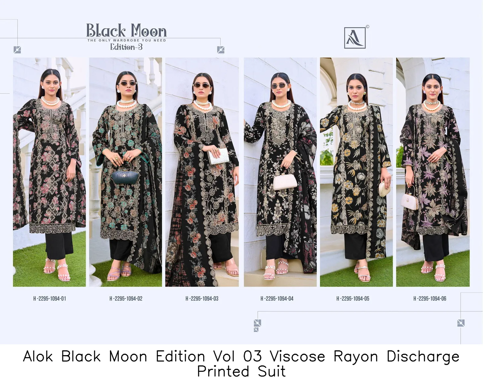 Alok Black Moon Edition Vol 03 Viscose Rayon Discharge Printed Suit — Wholesale Dress Material, Alok wholesale from Surat - Gallery Image 6