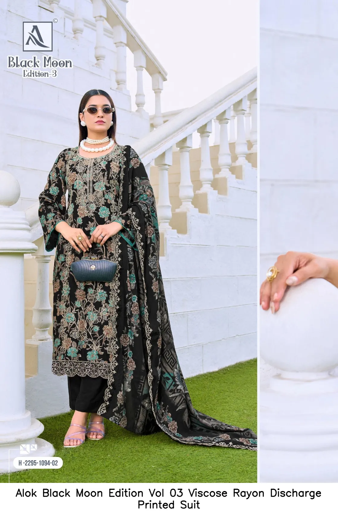 Alok Black Moon Edition Vol 03 Viscose Rayon Discharge Printed Suit — Wholesale Dress Material, Alok wholesale from Surat — view 7