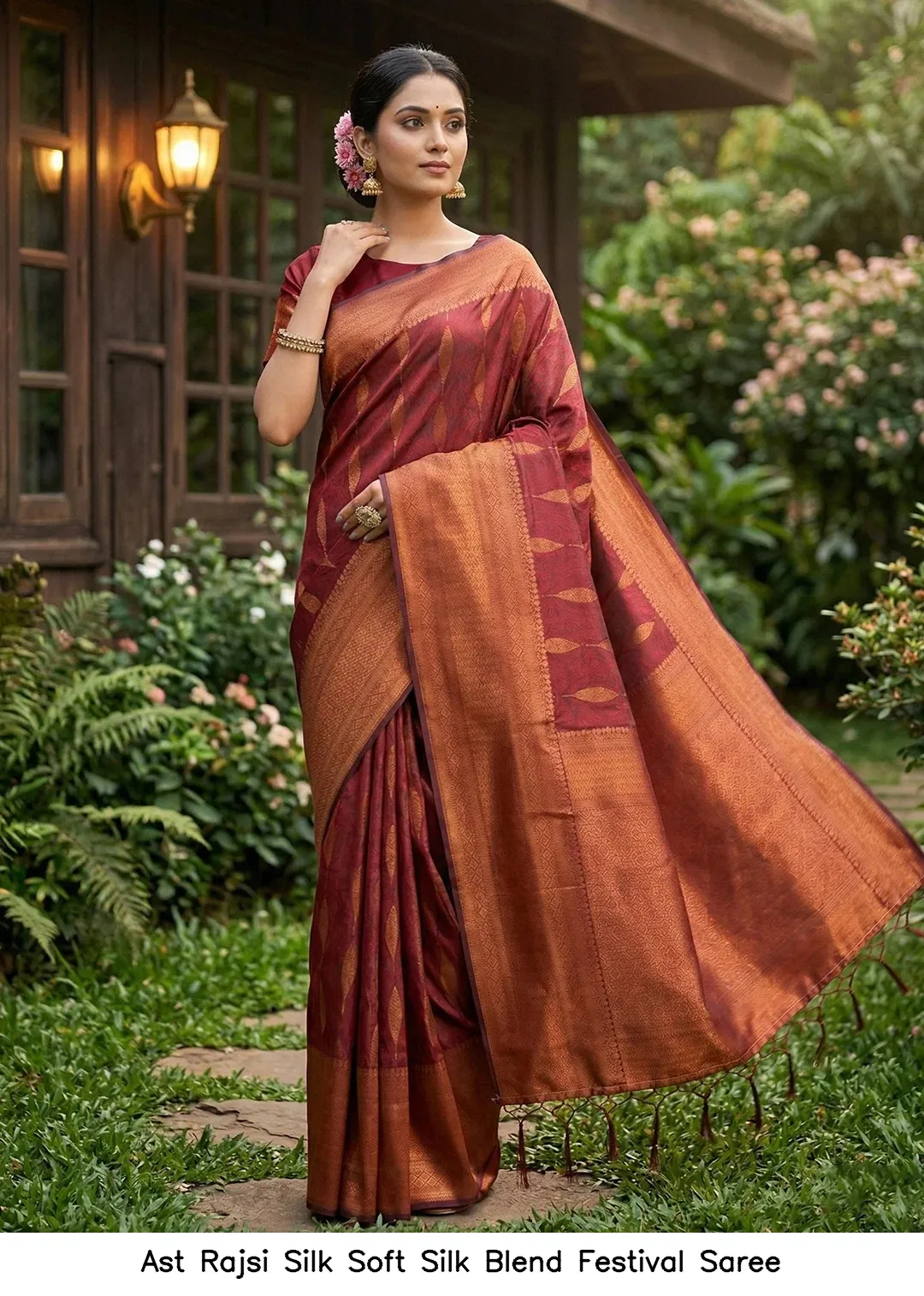Ast Rajsi Silk Soft Silk Blend Festival Saree — Wholesale Sarees, Vardan Ethnic wholesale from Surat - Gallery Image 2