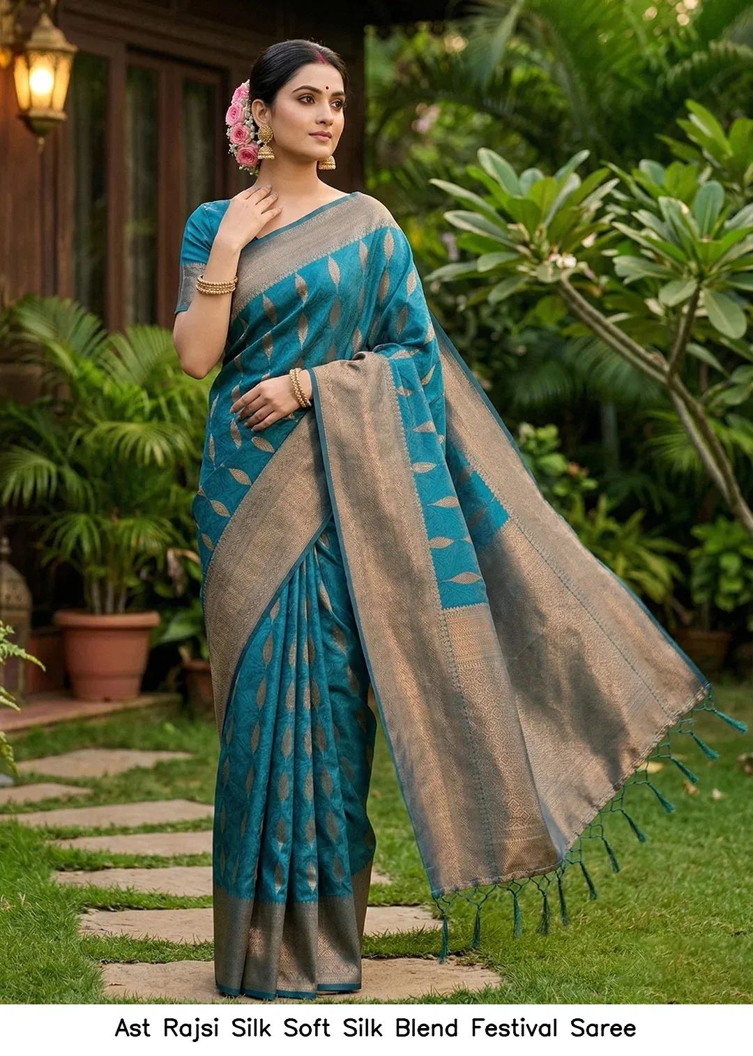 Ast Rajsi Silk Soft Silk Blend Festival Saree — Wholesale Sarees, Vardan Ethnic wholesale from Surat — view 7