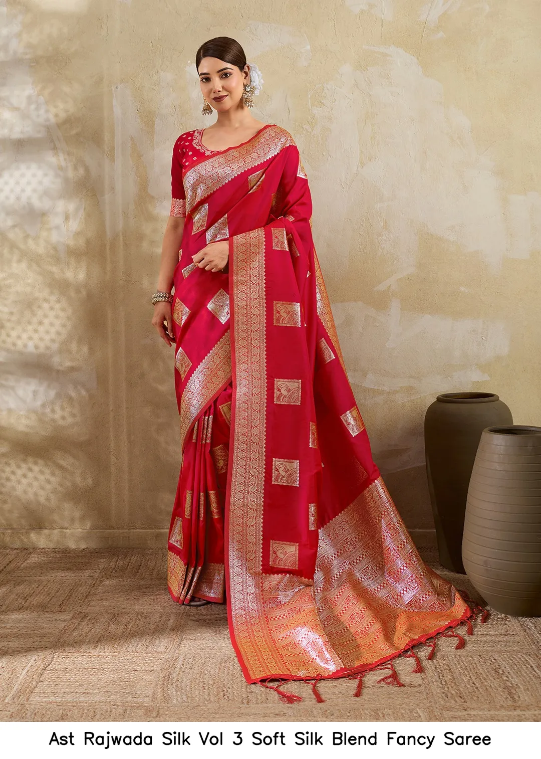 Ast Rajwada Silk Vol 3 Soft Silk Blend Fancy Saree — Wholesale Sarees, Vardan Ethnic wholesale from Surat - Gallery Image 2