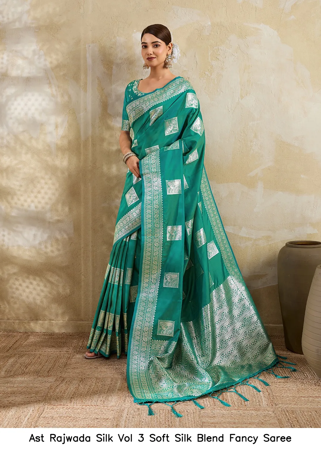 Ast Rajwada Silk Vol 3 Soft Silk Blend Fancy Saree — Wholesale Sarees, Vardan Ethnic wholesale from Surat - Gallery Image 3