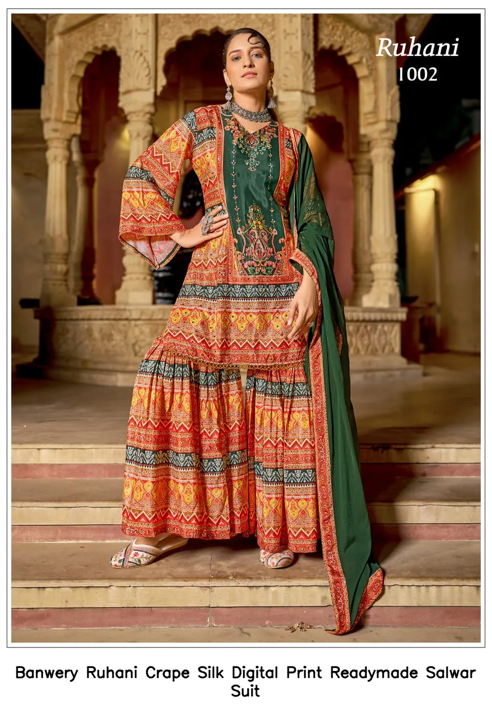 Banwery Ruhani Crape Silk Digital Print Readymade Salwar Suit — Wholesale Readymade Pakistani Suits, Banwery wholesale from Surat - Gallery Image 7