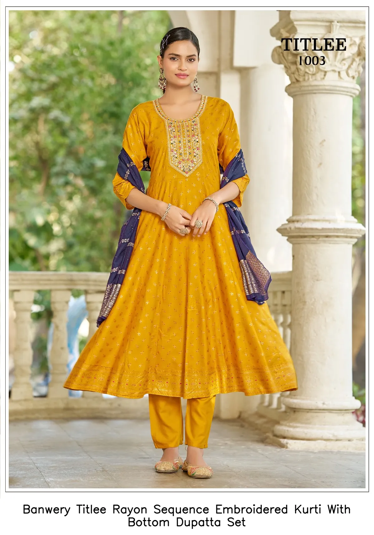 Banwery Titlee Rayon Sequence Embroidered Kurti With Bottom Dupatta Set — Wholesale Anarkali Suits, Banwery wholesale from Surat - Gallery Image 8
