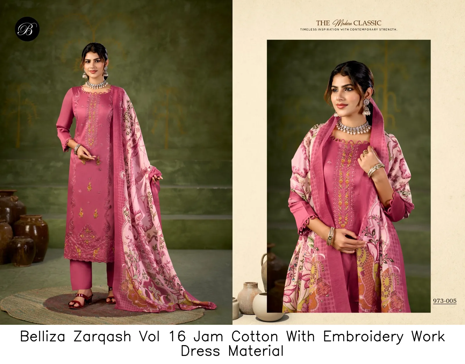 Belliza Zarqash Vol 16 Jam Cotton With Embroidery Work Dress Material — Wholesale Dress Material, Belliza wholesale from Surat — view 4