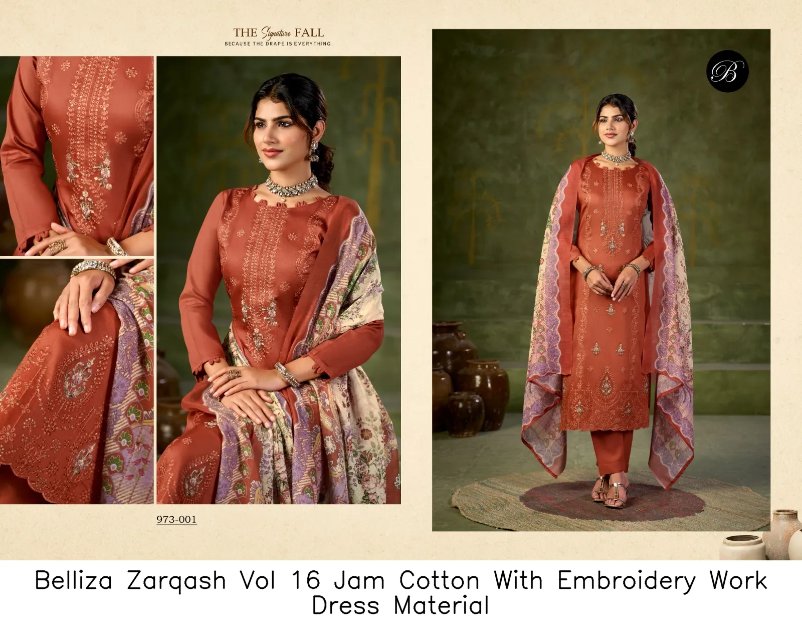 Belliza Zarqash Vol 16 Jam Cotton With Embroidery Work Dress Material — Wholesale Dress Material, Belliza wholesale from Surat — view 7