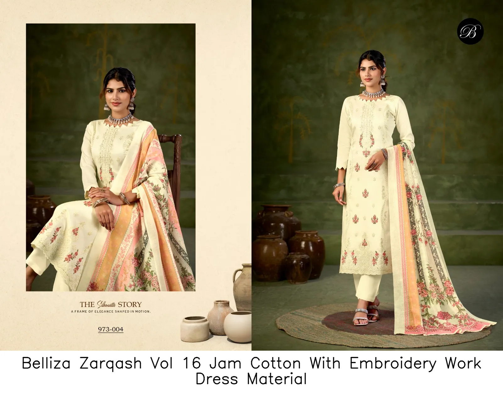 Belliza Zarqash Vol 16 Jam Cotton With Embroidery Work Dress Material — Wholesale Dress Material, Belliza wholesale from Surat — view 8