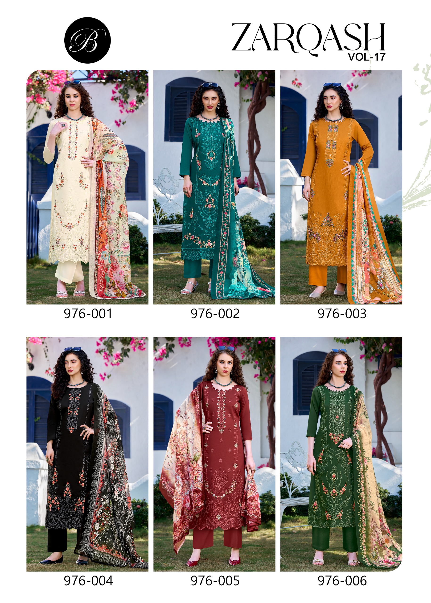 Belliza Zarqash Vol 17 Jam Cotton With Embroidered Dress Material — Wholesale Dress Material, Belliza wholesale from Surat — view 9