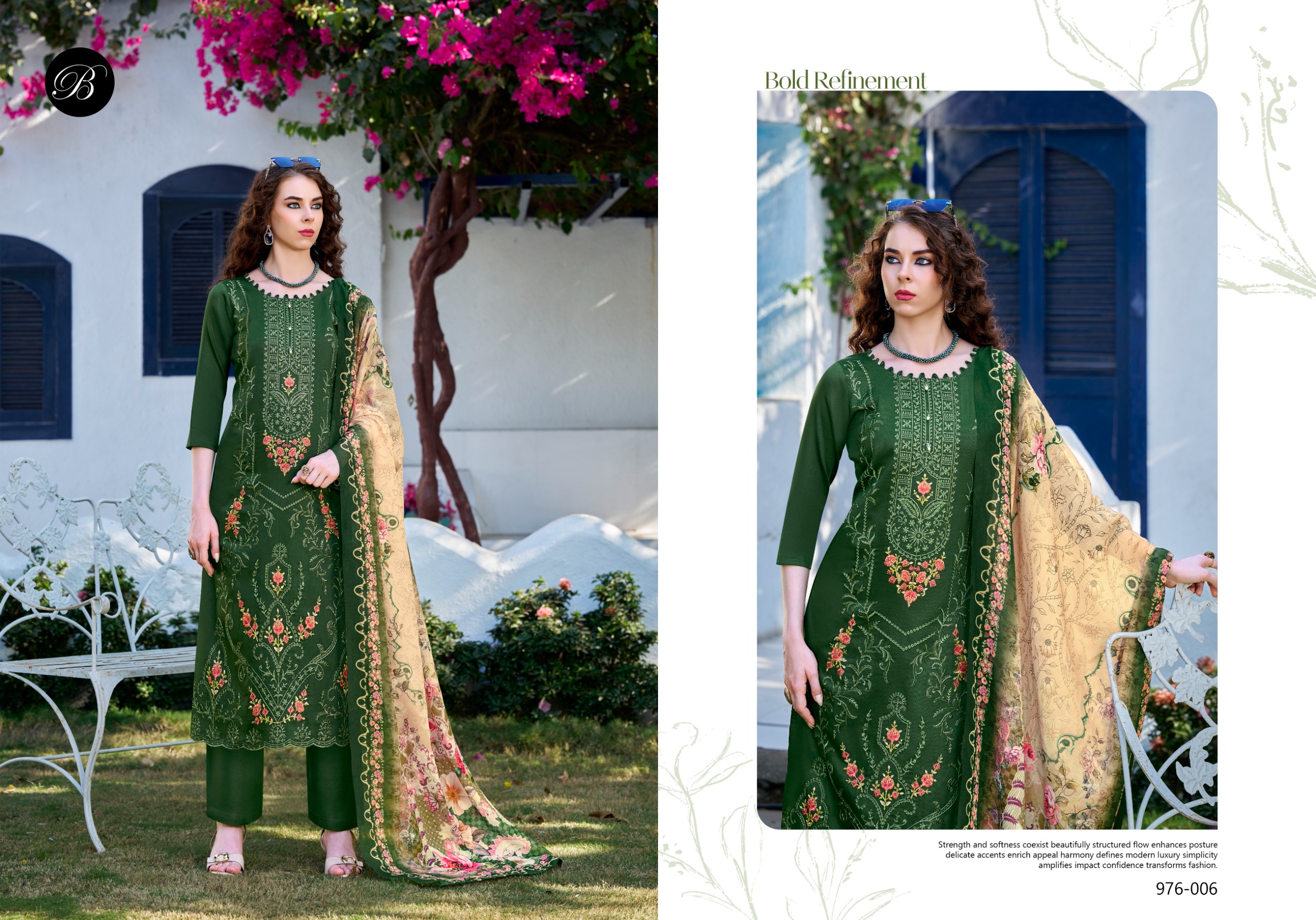 Belliza Zarqash Vol 17 Jam Cotton With Embroidered Dress Material — Wholesale Dress Material, Belliza wholesale from Surat — view 4