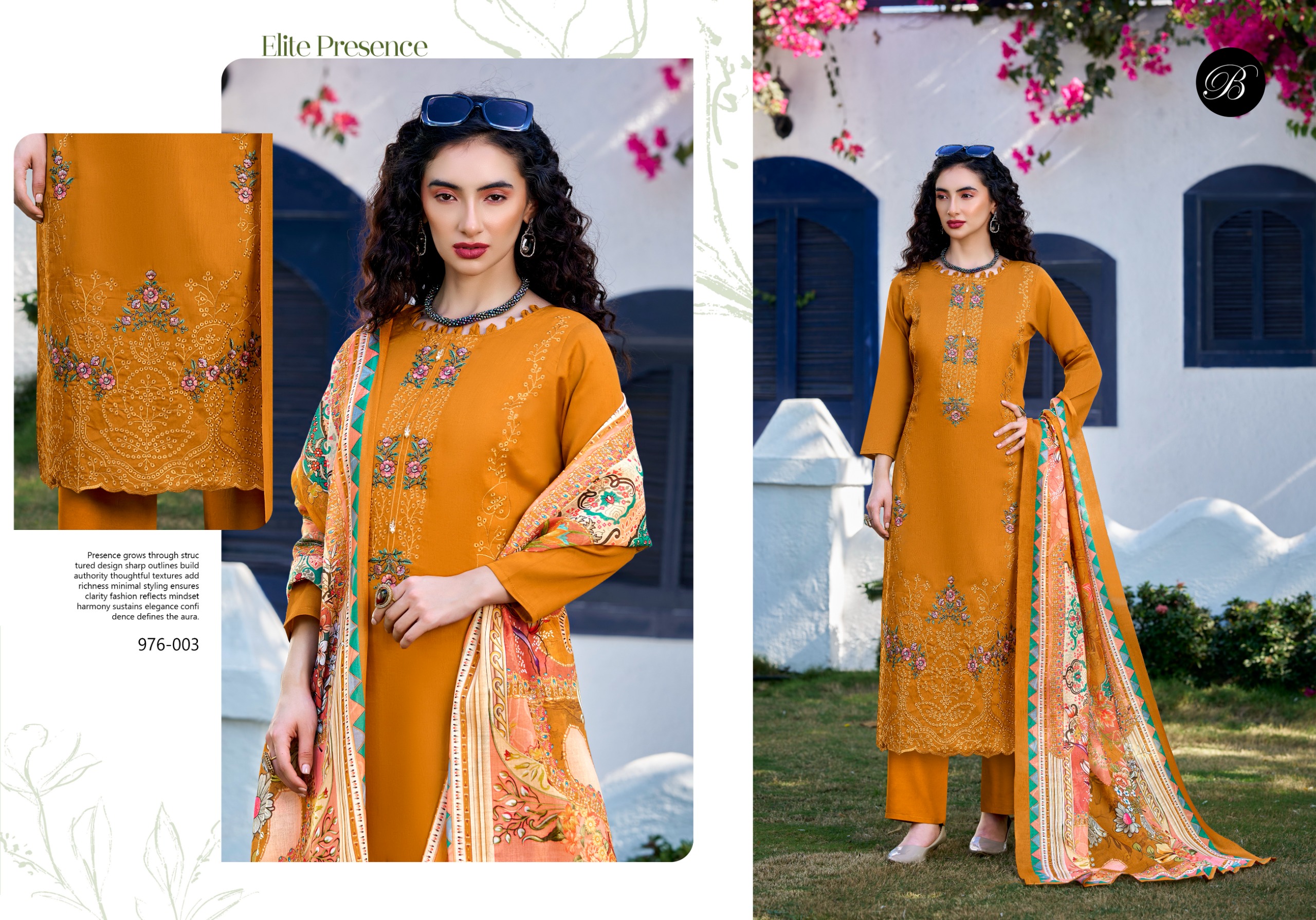 Belliza Zarqash Vol 17 Jam Cotton With Embroidered Dress Material — Wholesale Dress Material, Belliza wholesale from Surat — view 6