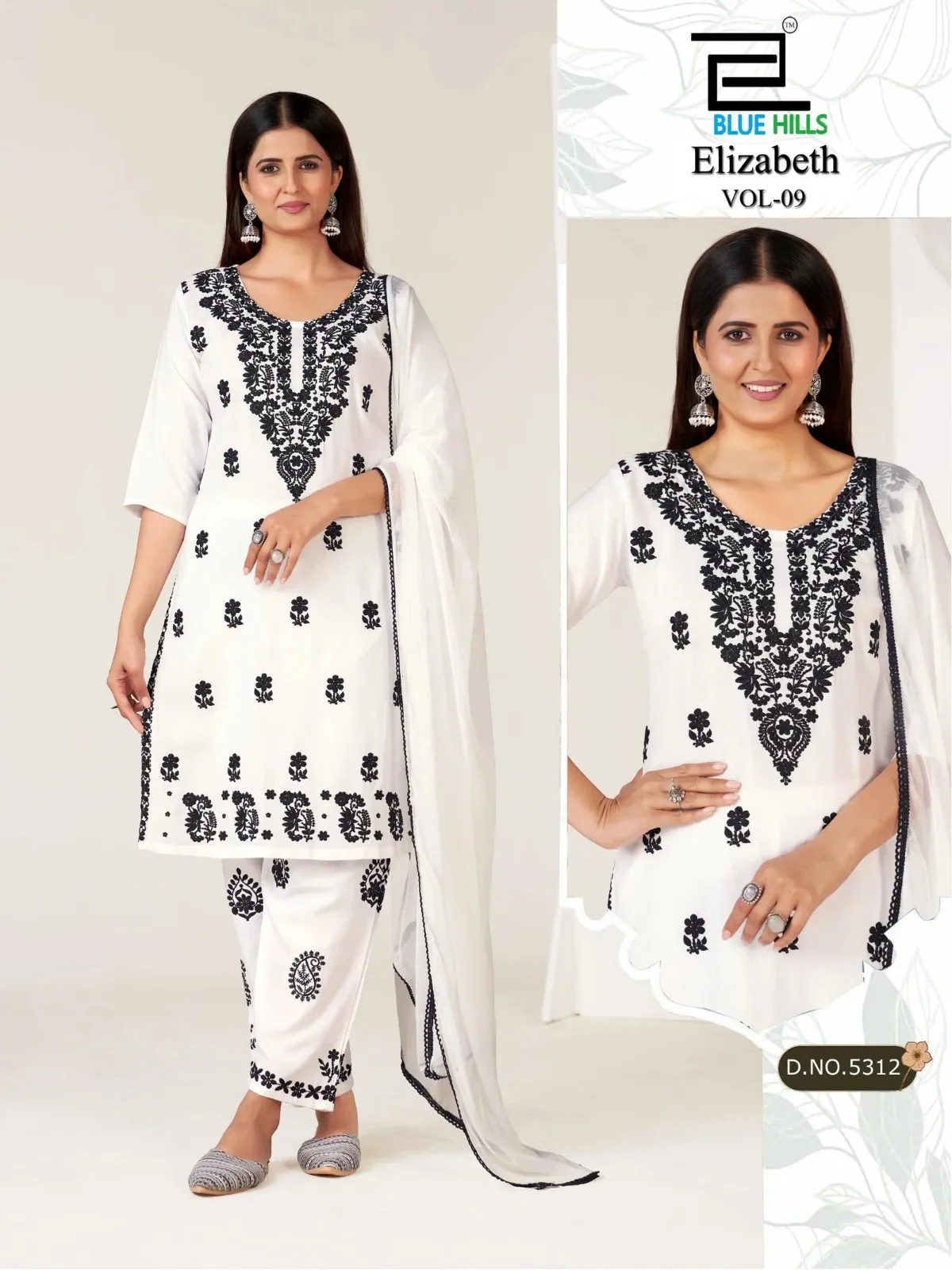 Blue Hills Elizabeth Vol 9 Rayon With Thread Worked Readymade Suit — Wholesale Kurti With Bottom Dupatta, Blue Hills wholesale from Surat — view 1