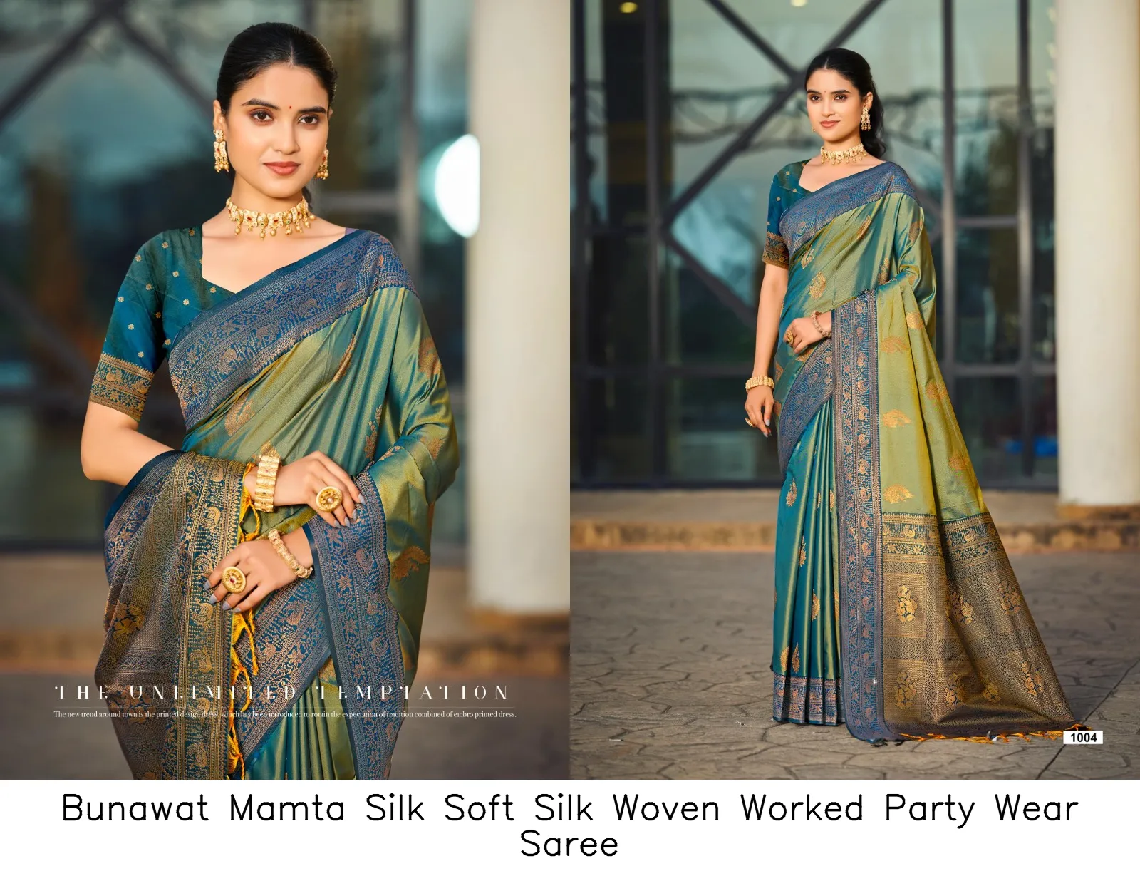 Bunawat Mamta Silk Soft Silk Woven Worked Party Wear Saree — Wholesale Sarees, Bunawat wholesale from Surat — view 2