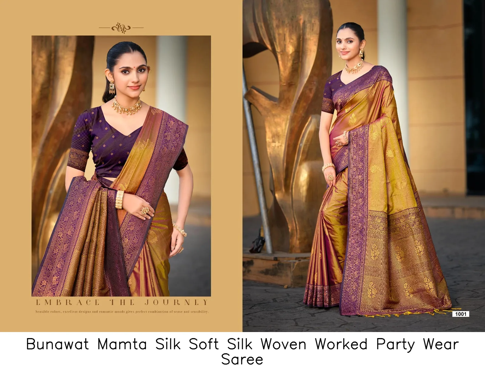 Bunawat Mamta Silk Soft Silk Woven Worked Party Wear Saree — Wholesale Sarees, Bunawat wholesale from Surat — view 3