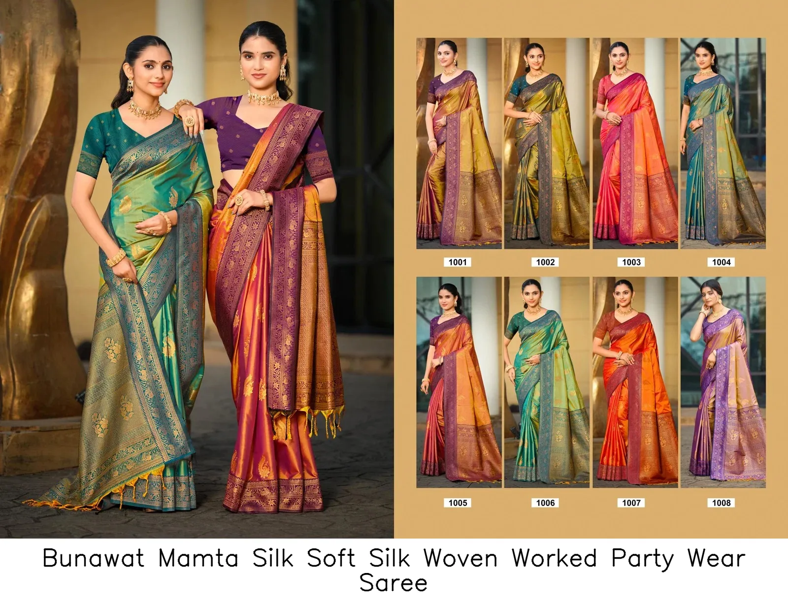 Bunawat Mamta Silk Soft Silk Woven Worked Party Wear Saree — Wholesale Sarees, Bunawat wholesale from Surat — view 4