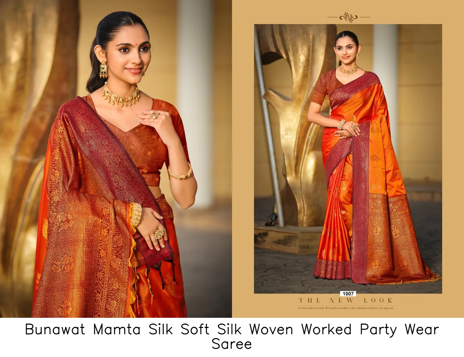 Bunawat Mamta Silk Soft Silk Woven Worked Party Wear Saree — Wholesale Sarees, Bunawat wholesale from Surat — view 6