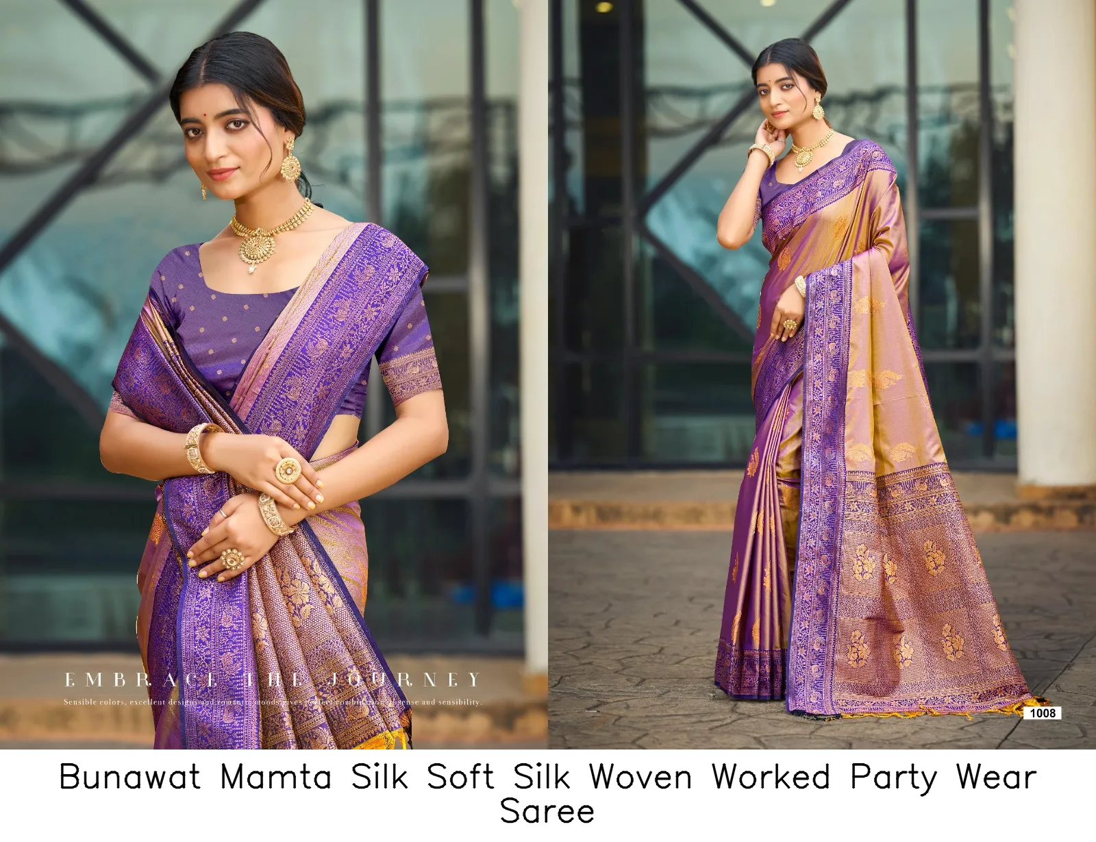 Bunawat Mamta Silk Soft Silk Woven Worked Party Wear Saree — Wholesale Sarees, Bunawat wholesale from Surat — view 7