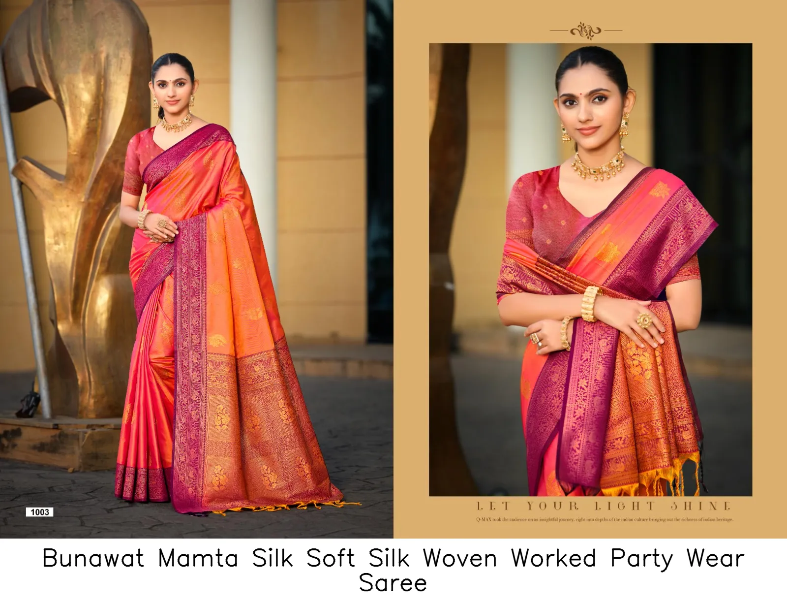 Bunawat Mamta Silk Soft Silk Woven Worked Party Wear Saree — Wholesale Sarees, Bunawat wholesale from Surat — view 8