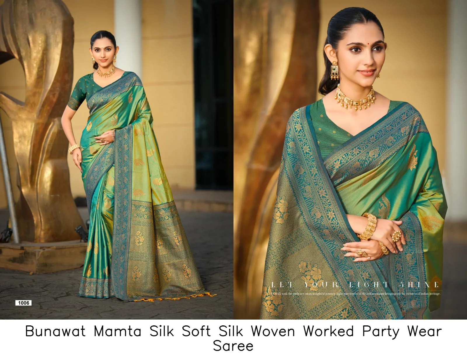 Bunawat Mamta Silk Soft Silk Woven Worked Party Wear Saree — Wholesale Sarees, Bunawat wholesale from Surat — view 9