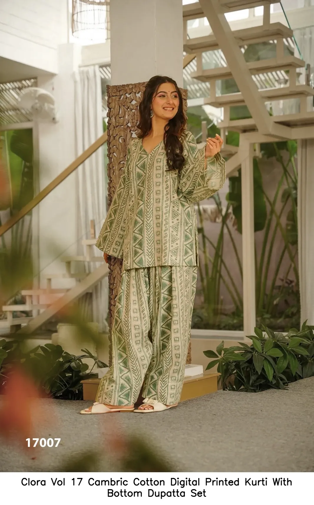 Clora Vol 17 Cambric Cotton Digital Printed Kurti With Bottom Dupatta Set — Wholesale Kurti With Bottom Dupatta, Clora wholesale from Surat — view 10
